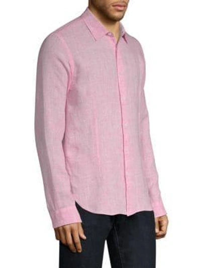 Shop Orlebar Brown Morton Tailored Linen Button-down Shirt In Paradise