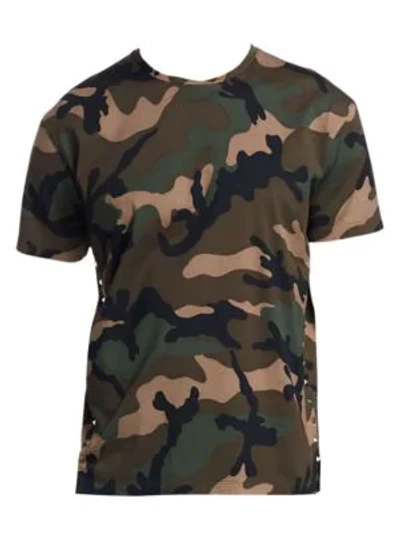 Shop Valentino Camouflage Stud Tee In Green Camo