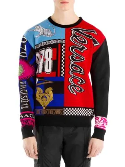 Shop Versace Multi Logo Wool Sweater