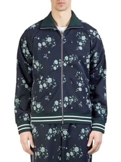 Shop Kenzo Cheongsam Flower Track Jacket In Navy