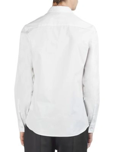 Shop Kenzo Signature Slim-fit Cotton Button-down Shirt In White