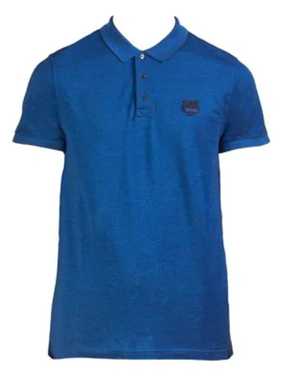 Shop Kenzo Tiger Crest Cotton Polo In Navy