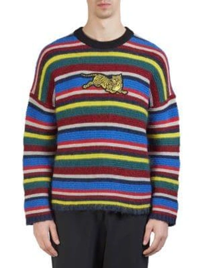 Shop Kenzo Striped Jumping Tiger Sweater In Multi
