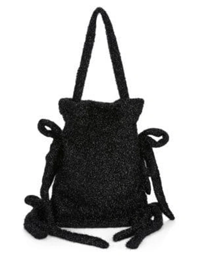 Shop Simone Rocha Bow Accent Tinsel Drawstring Bag In Black