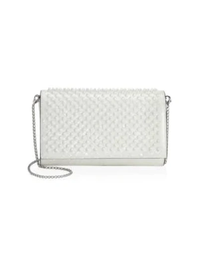 Shop Christian Louboutin Paloma Patent Coquillage Leather Shoulder Bag In Latte German Pearl
