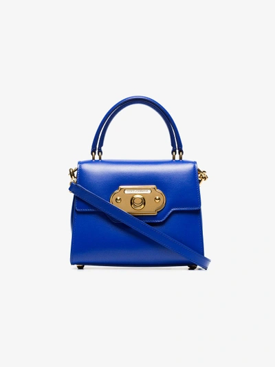 Shop Dolce & Gabbana Blue Welcome Small Leather Tote