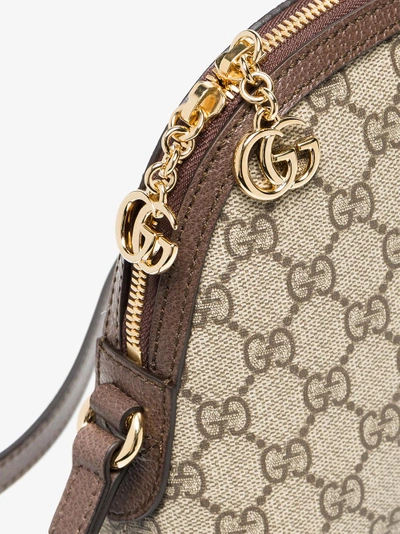Shop Gucci Brown Ophidia Small Gg Supreme Shoulder Bag