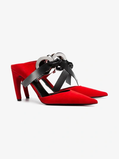 Shop Proenza Schouler Red 90 Point Toe Suede Mules