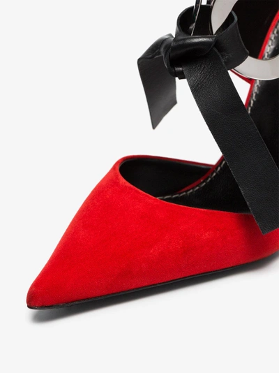 Shop Proenza Schouler Red 90 Point Toe Suede Mules