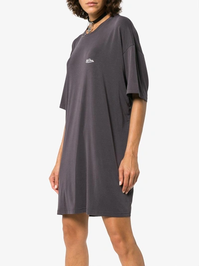 Shop We11 Done We11done Logo T-shirt Dress In Grey