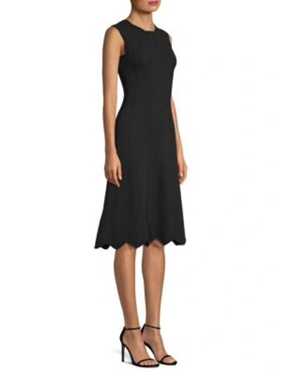 Shop Milly Textured Wave Flare Dress In Black