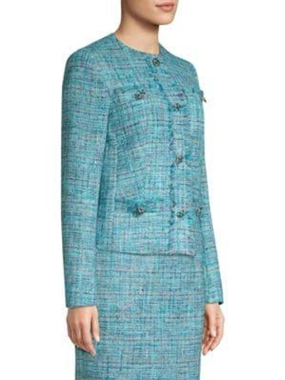 Shop Escada Tweed Jacket In Blue