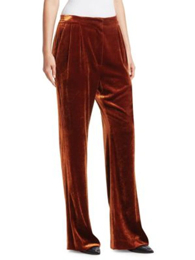 Shop Brunello Cucinelli Liquid Velvet Pants In Amber