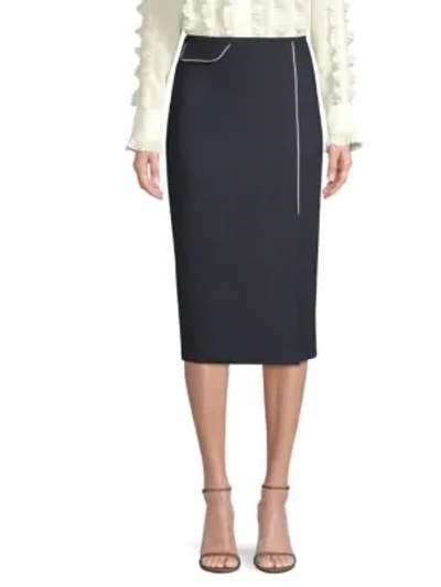 Shop Escada Randhi Wool-blend Pencil Skirt In Navy