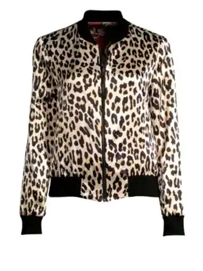 Shop Alice And Olivia Lonnie Reversible Leopard Bomber Jacket In Hazy Floral Wine Leopard