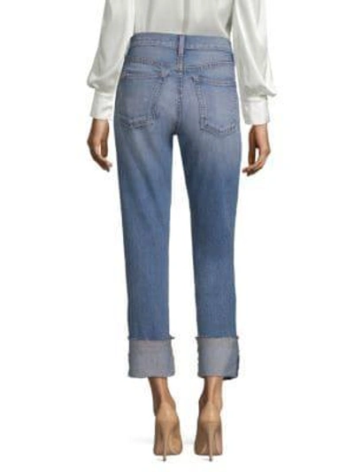 Shop Alice And Olivia Amazing High-rise Embroidered Girlfriend Jeans In Fools Rushin Big Blooms