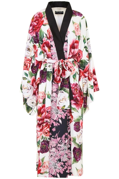 Shop Dolce & Gabbana Peony Print Kimono Dress In Peonie Fdo Pannabianco