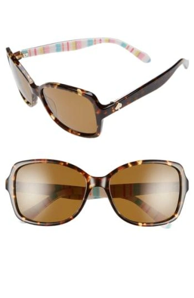 Shop Kate Spade 'ayleen' 56mm Polarized Sunglasses - Havana/ Multi Pattern