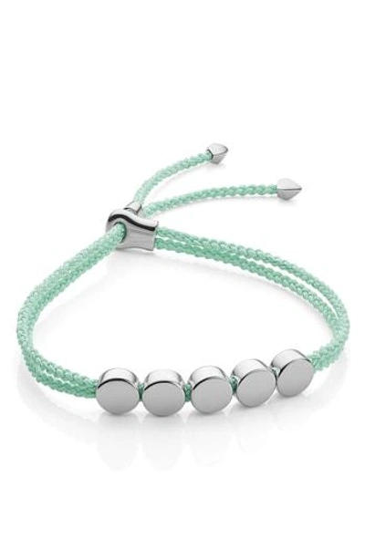 Shop Monica Vinader Engravable Beaded Friendship Bracelet In Mint/ Silver