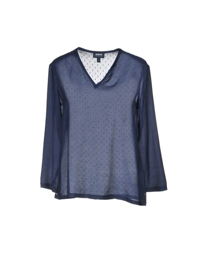 Shop Armani Jeans Blouses In Dark Blue