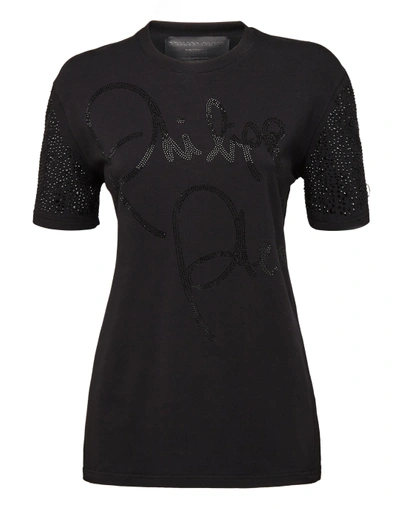 Shop Philipp Plein T-shirt Round Neck Ss Gift In Black / Black
