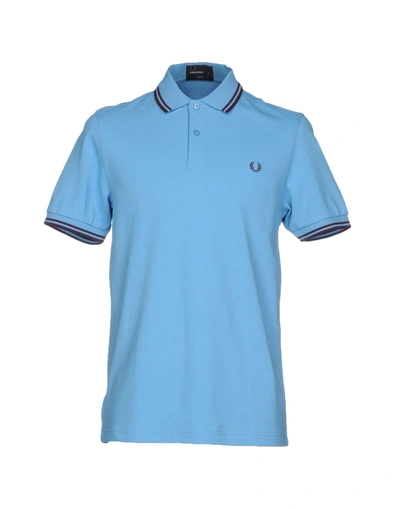 Shop Fred Perry Polo Shirts In Sky Blue