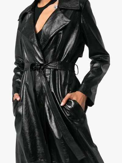 Shop Skiim Karla Leather Trench Coat In Black