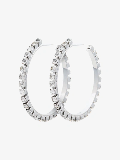 Shop Area Metallic Silver Small Crystal Hoop Earrings