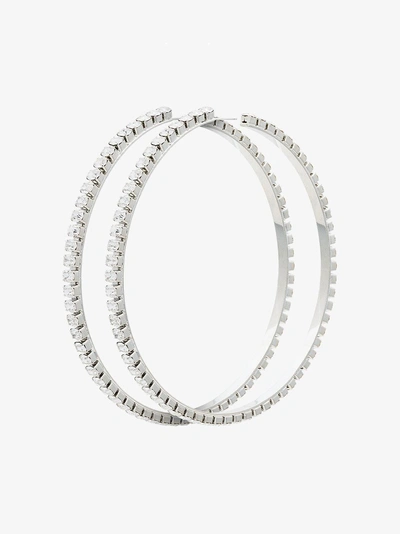 Shop Area Silver Metallic Dorinda Oversized Crystal Hoop Earrings