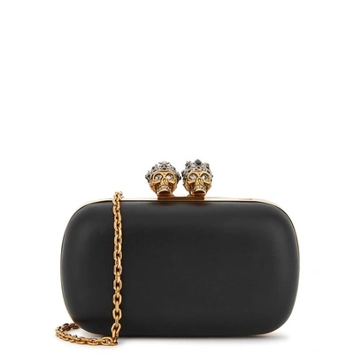 Shop Alexander Mcqueen Queen And King Embellished Leather Clutch In Black