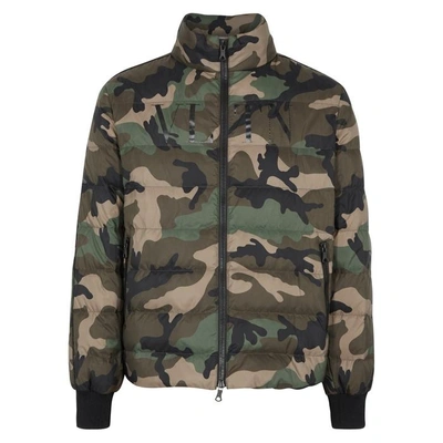 Shop Valentino Camoflauge-print Quilted Shell Jacket In Khaki