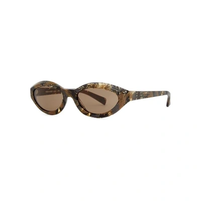 Shop Alain Mikli Desir Brown Patterned Sunglasses