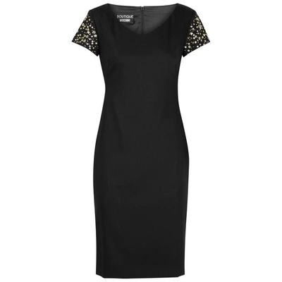 Shop Boutique Moschino Stud-embellished Wool-blend Dress In Black