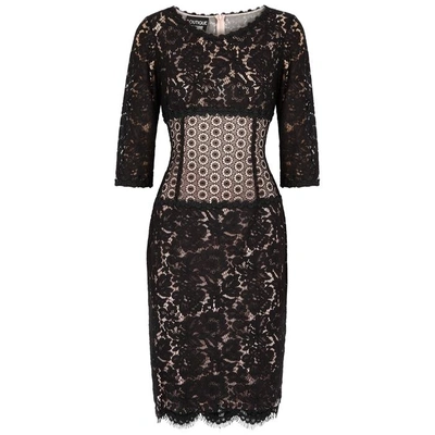 Shop Boutique Moschino Black Panelled Lace Dress
