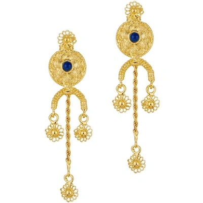 Shop Soru Jewellery Treasures 18ct Gold-plated Drop Earrings In Blue