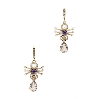 Shop Alexander Mcqueen Swarovski Crystal-embellished Spider Clip-on Earrings