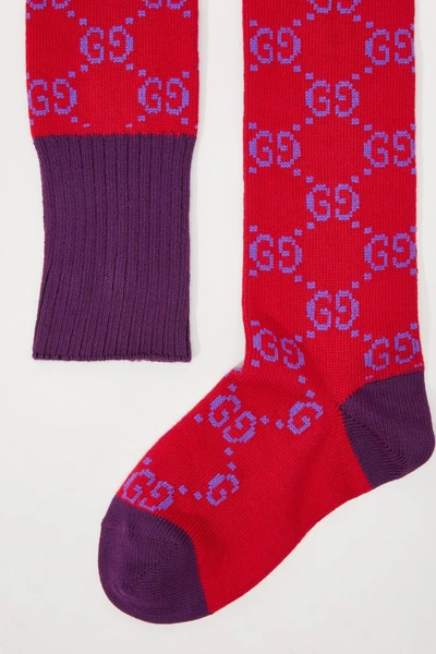 Shop Gucci Gg Socks In Red/purple