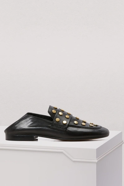 Shop Isabel Marant Leather Feenie Loafers In Black/dore