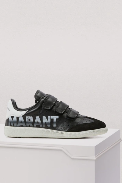 Shop Isabel Marant Leather Beth Sneakers In Black