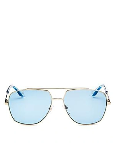 Shop Marc Jacobs Women's Brow Bar Aviator Sunglasses, 58mm In Gold/blue