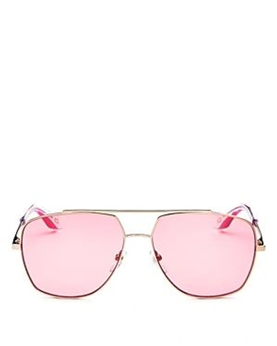 Shop Marc Jacobs Women's Brow Bar Aviator Sunglasses, 58mm In Gold/pink