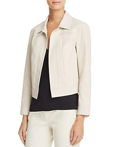 Shop Theory Shrunken Leather Jacket In Chalk