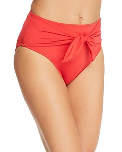 Shop Trina Turk Getaway Solids High Waist Bikini Bottom In Red