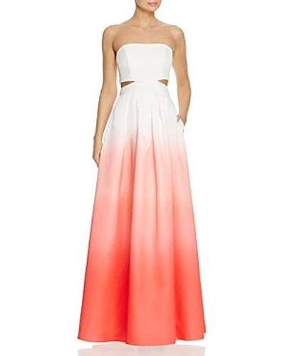 Shop Decode 1.8 Ombre Cutout Gown In Ivory/coral