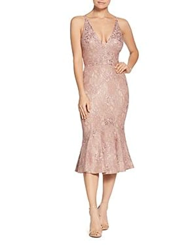 Shop Dress The Population Isabelle Midi Dress In Mauve/nude