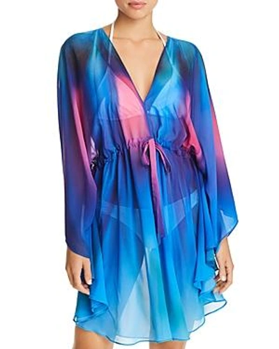 Shop Gottex Belle Fleur Kimono Swim Cover-up In Multi Blue