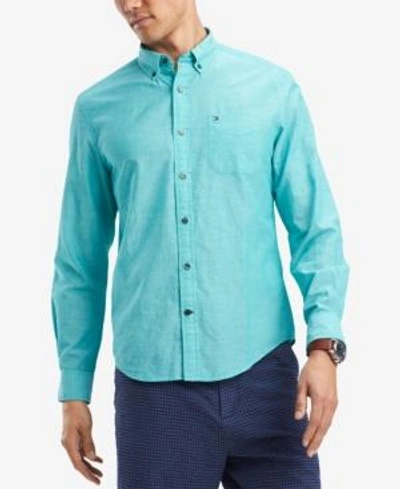 Shop Tommy Hilfiger Men's Southern Prep Cotton Linen Blend Shirt, Created For Macy's In Spectra Green