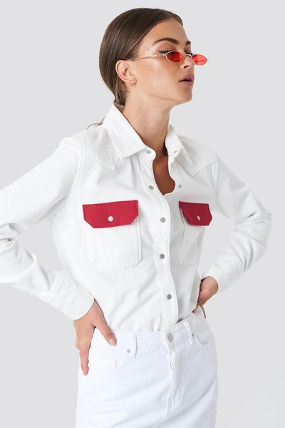 Shop Calvin Klein Western Lean Contrast Shirt - White