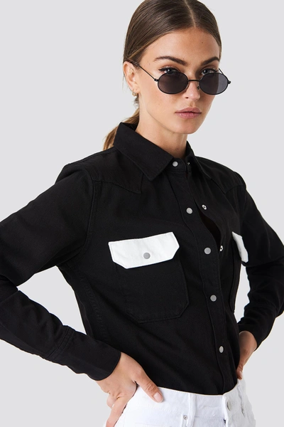 Shop Calvin Klein Western Lean Contrast Shirt - Black