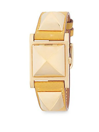 Shop Herm S Medor Epsom Leather-strap Watch In Yellow